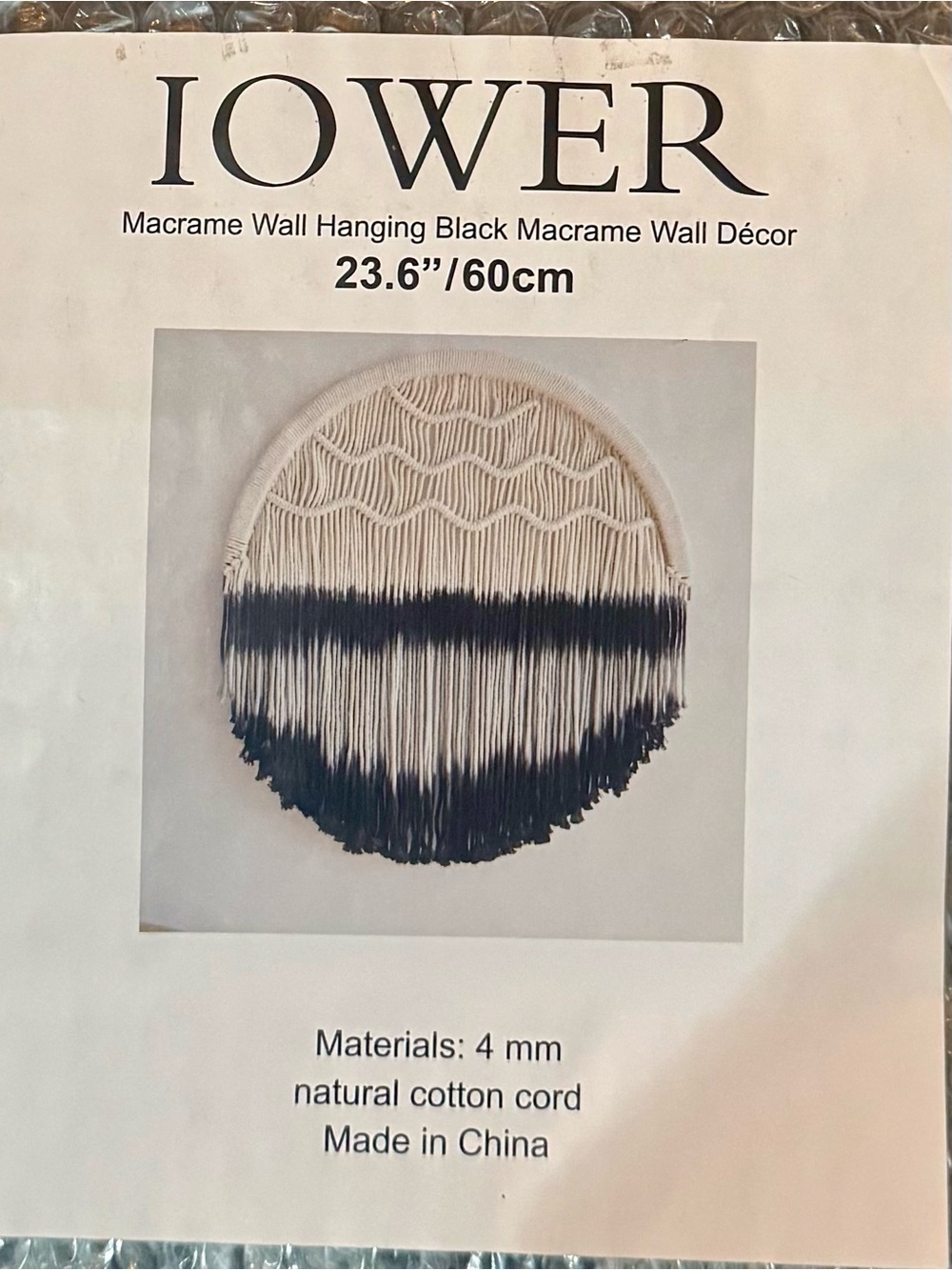 Boho Macrame Wall Hanging Black Circle Decor Large